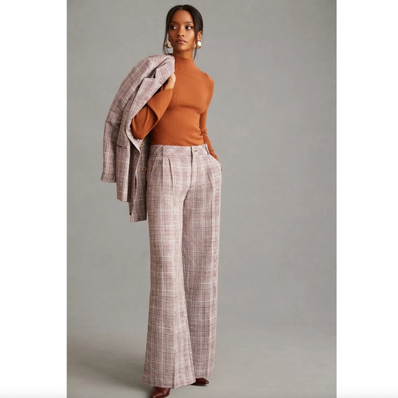 Anthropologie Maeve Pleated Plaid Trousers - Picture 1 of 6